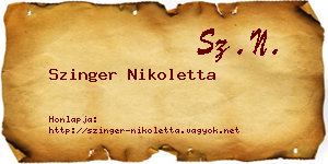 Szinger Nikoletta névjegykártya